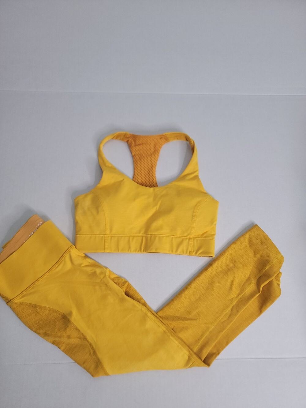 Outdoor Voices SET SZ XS Leggings Sports Bra Crop Yellow Athleisure
